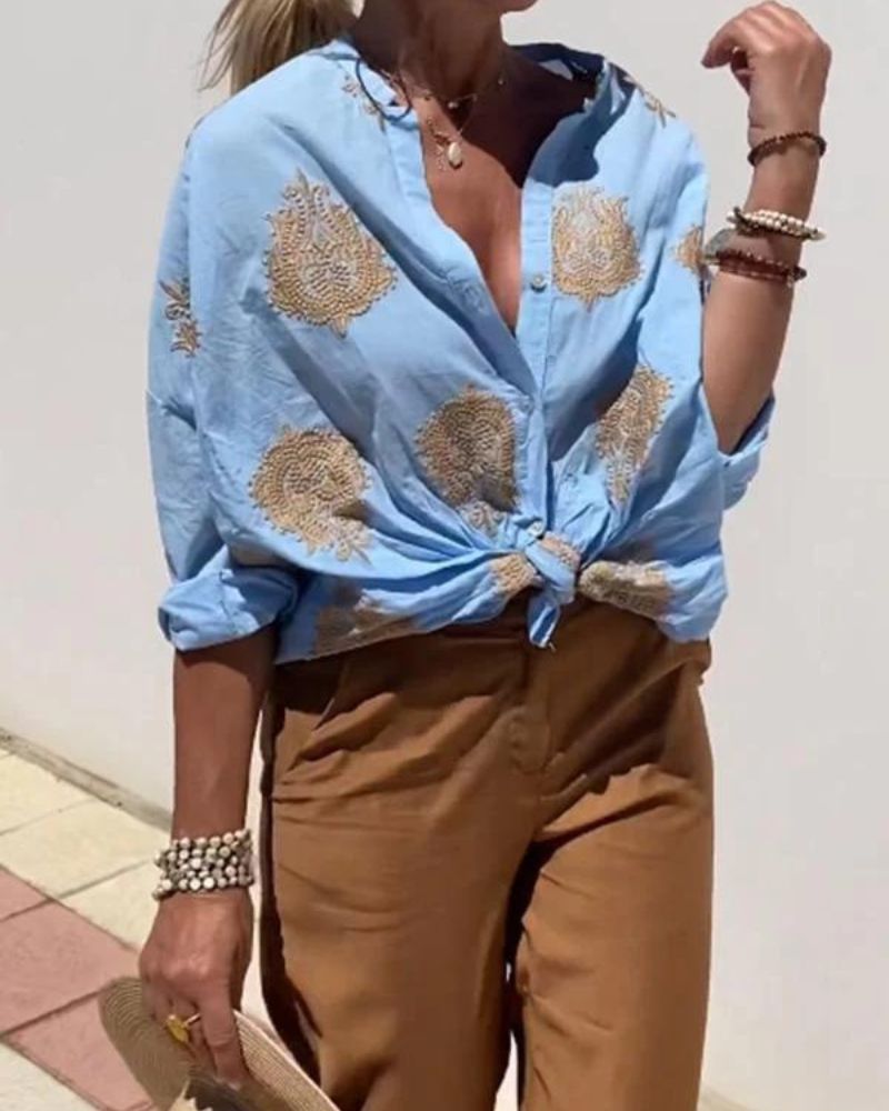 Lina – Blouse with Elegant Embroidery