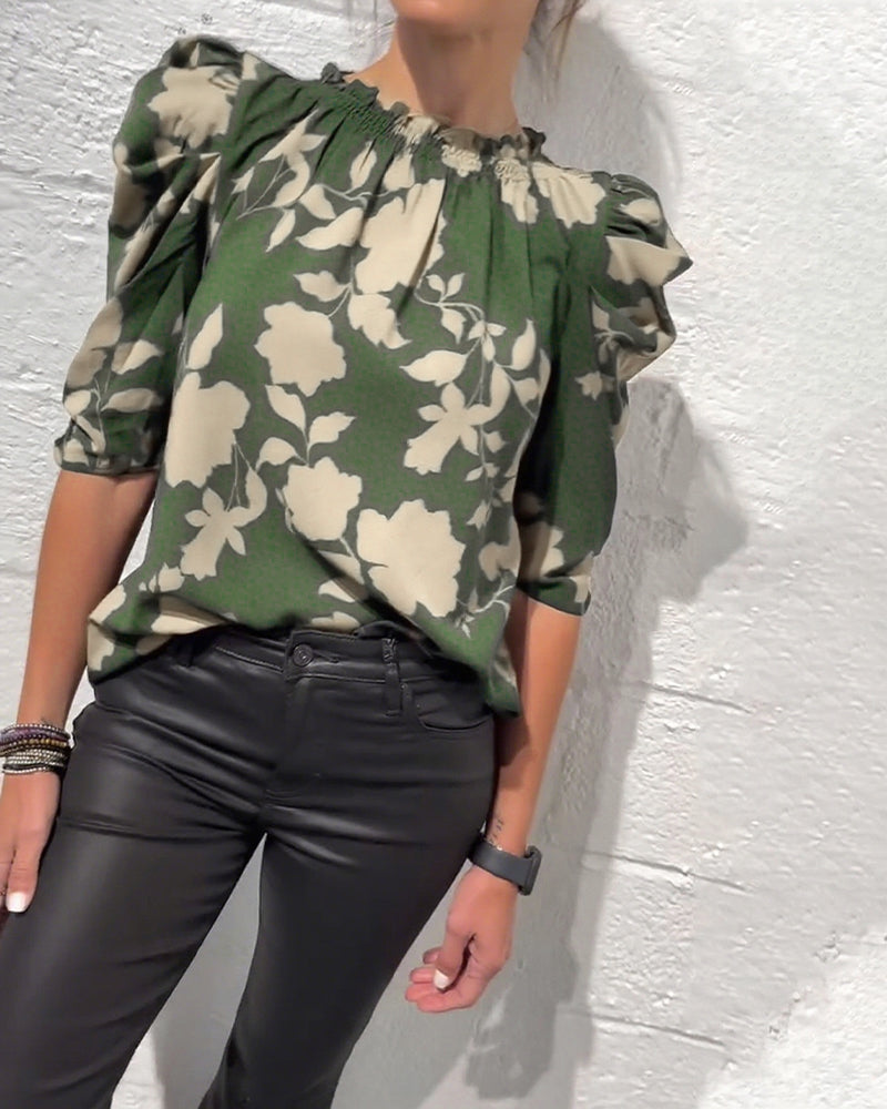 Bellamy - Puff Sleeve Blouse with Ruffles