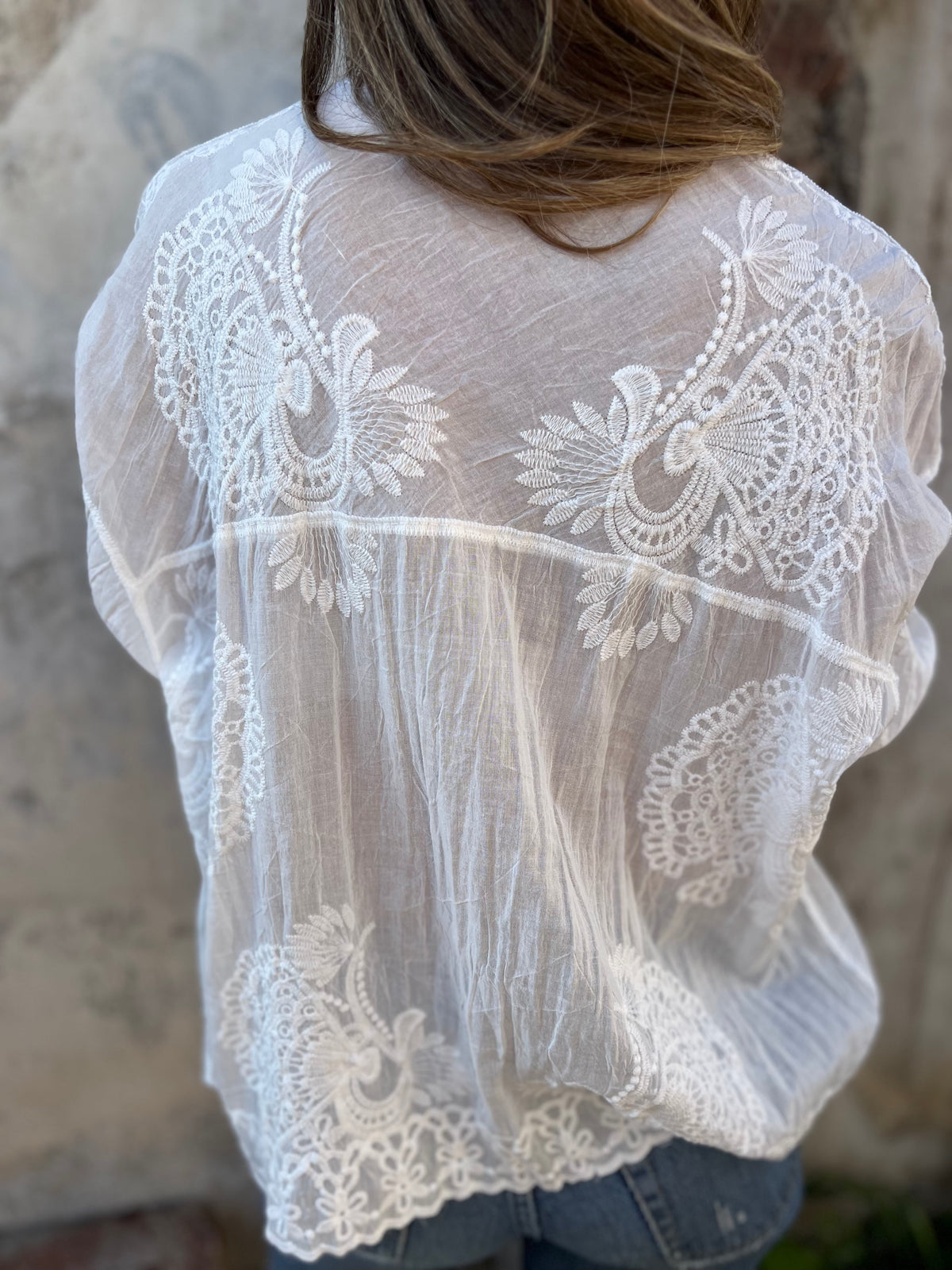 Audette - Elegant Embroidered Lace Blouse