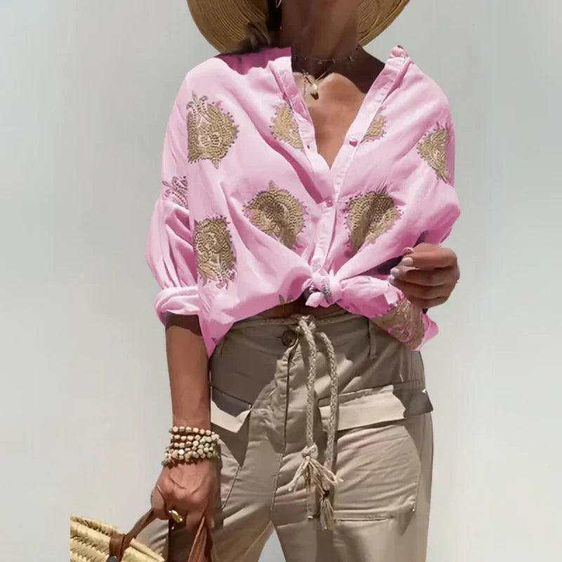 Lina – Blouse with Elegant Embroidery