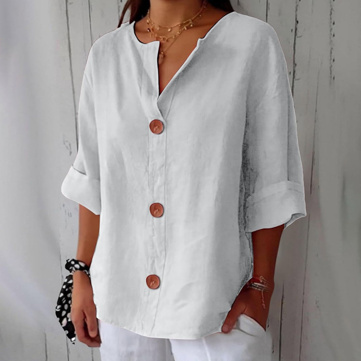 Liore™ – Minimalist Blouse with Vertical Structure
