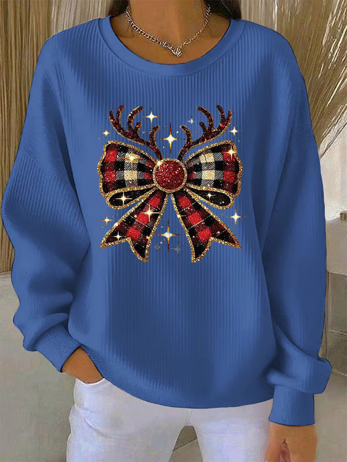 Elin - Christmas Sweater with Bow Pattern