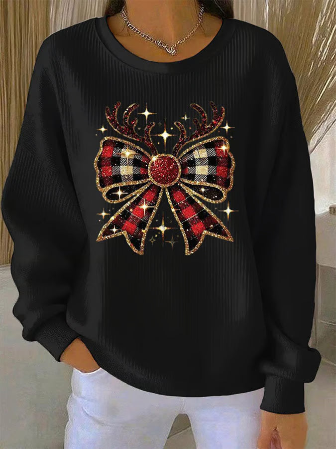 Elin - Christmas Sweater with Bow Pattern