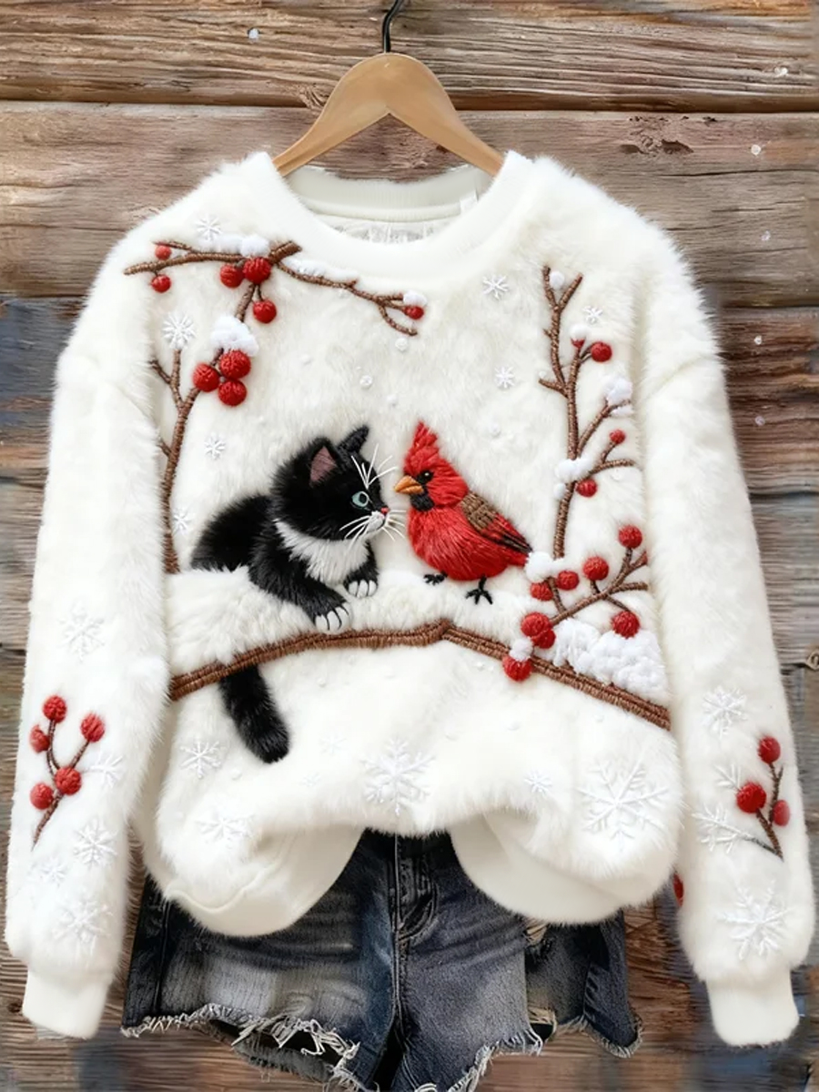 Chat Doux - Festive Flannel Sweatshirt