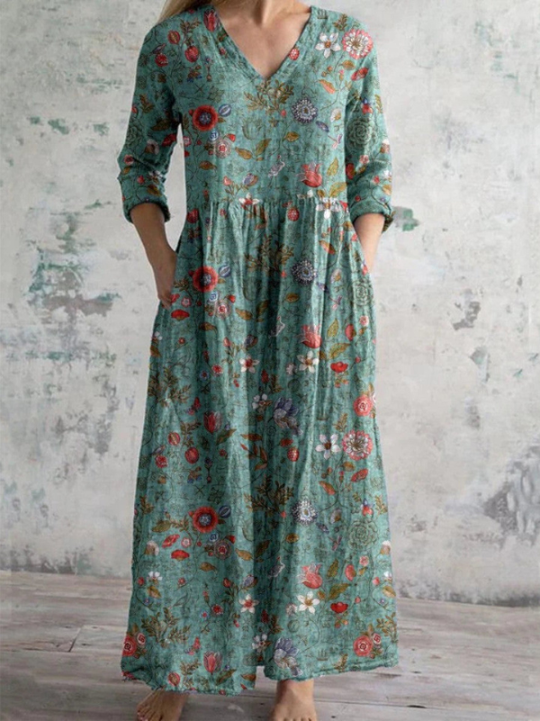 Celestine - Vintage Floral Print Maxi Dress