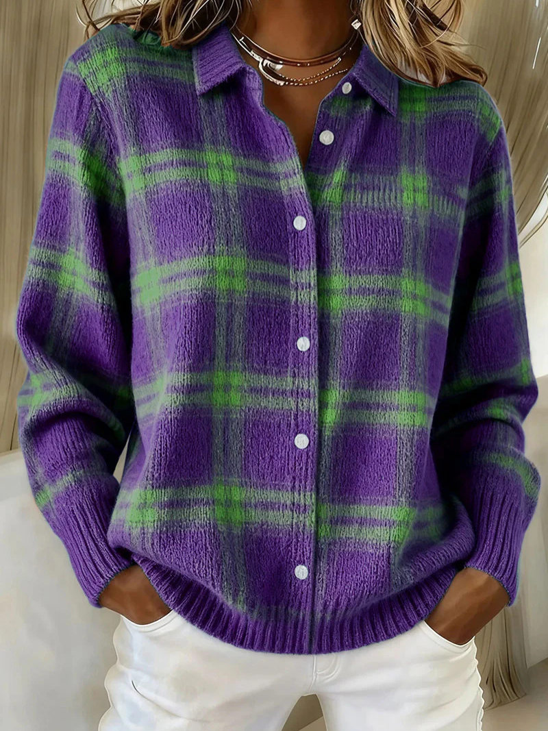 Sofie – Knitted blouse with check pattern