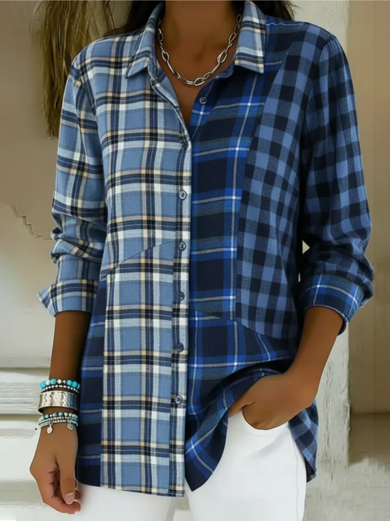 Livia – Blouse with Check Pattern