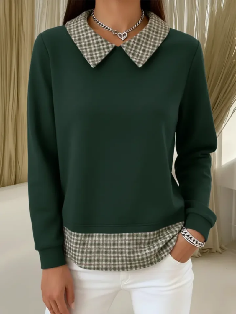 Maura – Sweater with Checked Collar Detail