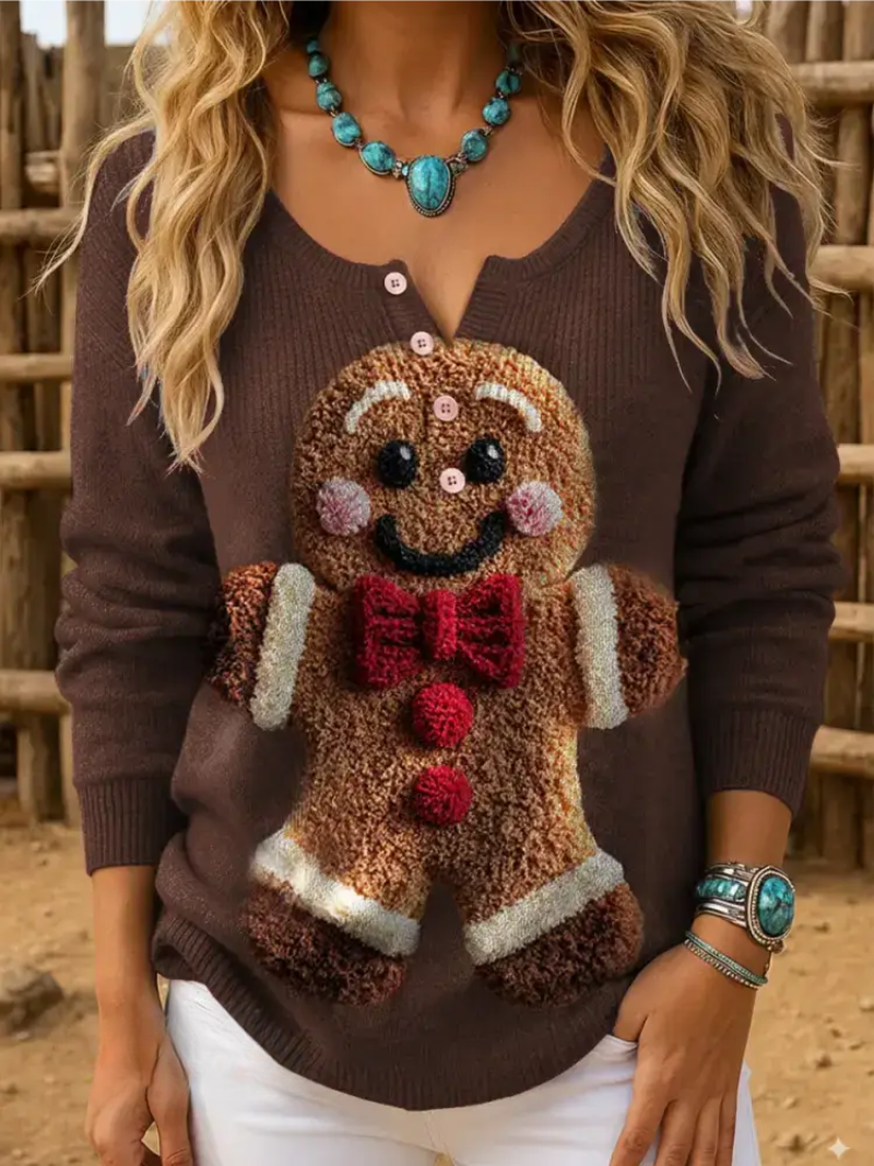 Livia – Christmas Sweater with Gingerbread Man