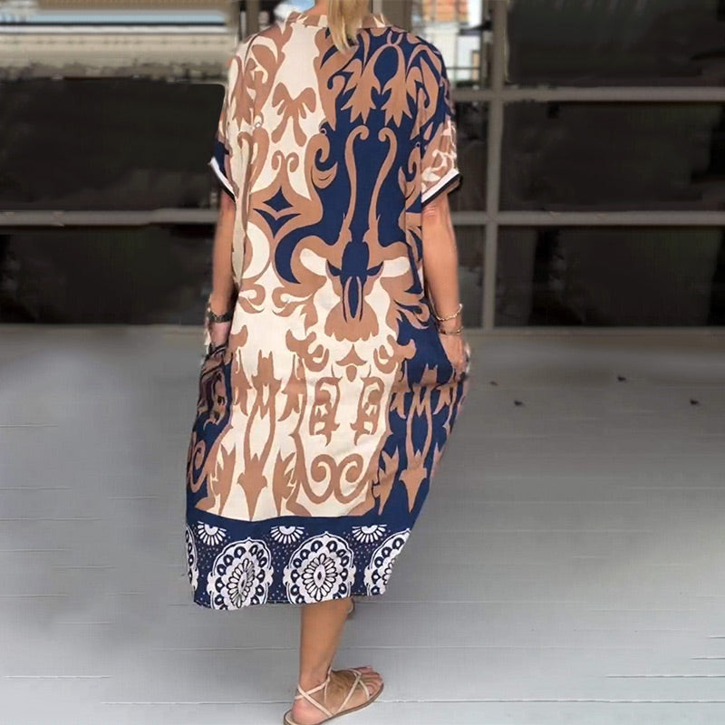Bente - Elegant Printed Loose Midi Dress