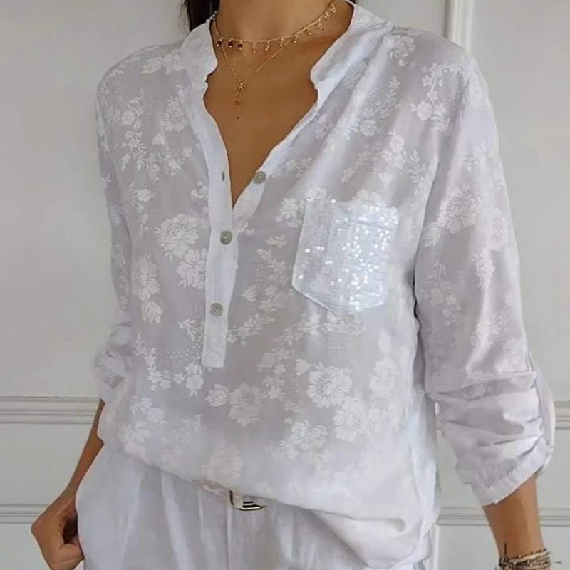 FRIEDLINDE I LONG-SLEEVED FLOWER BLOUSE