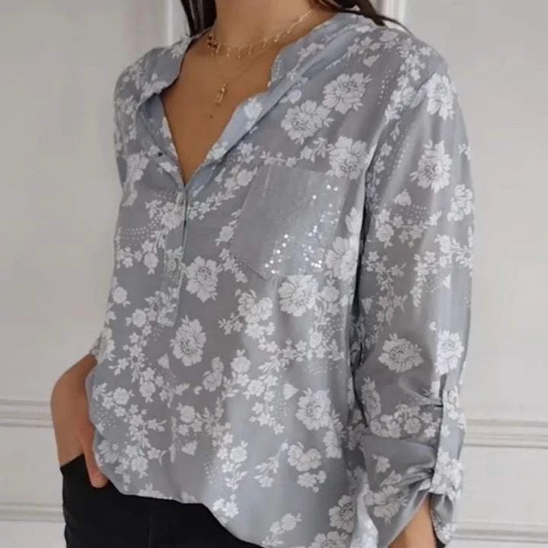 FRIEDLINDE I LONG-SLEEVED FLOWER BLOUSE