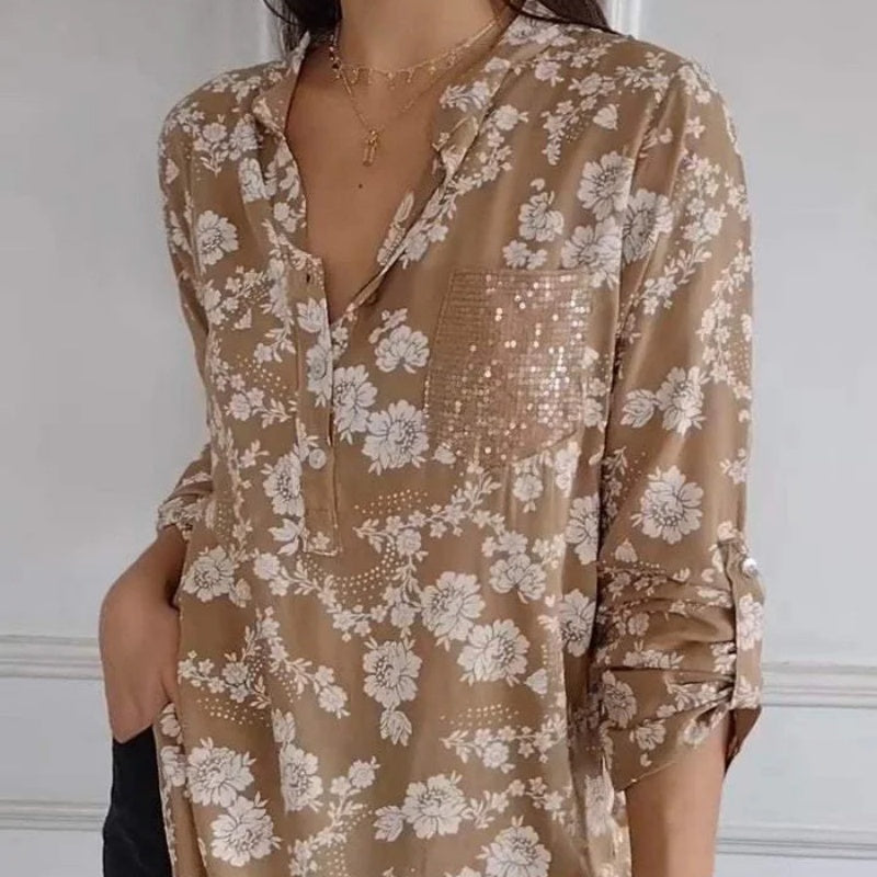 FRIEDLINDE I LONG-SLEEVED FLOWER BLOUSE