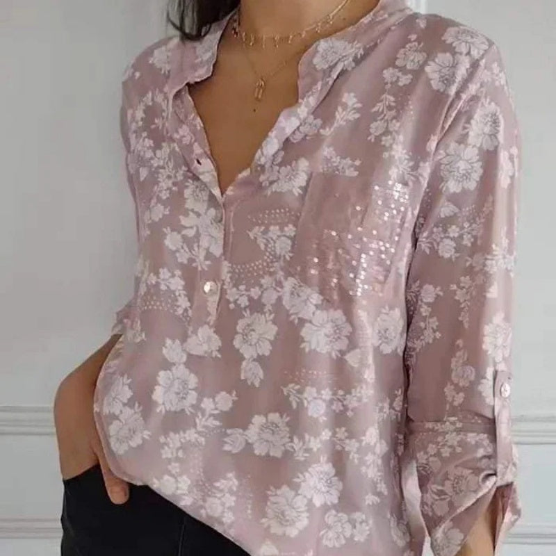 FRIEDLINDE I LONG-SLEEVED FLOWER BLOUSE