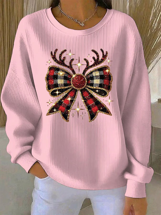 Elin - Christmas Sweater with Bow Pattern