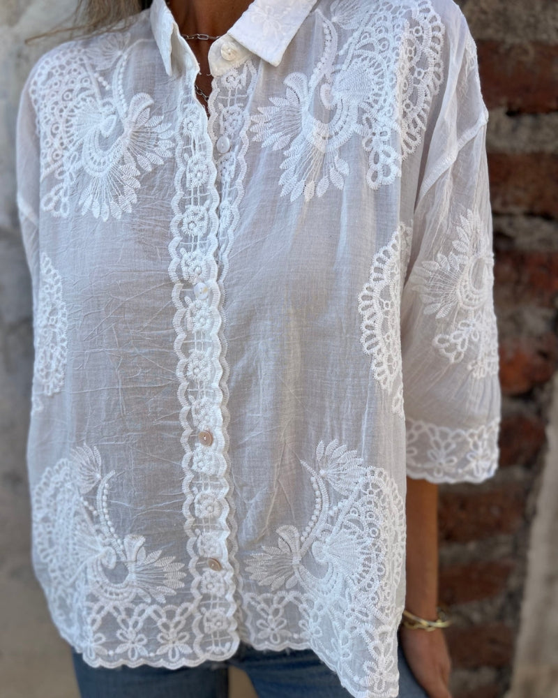 IAREL - CHIC LACE EMBROIDERED BLOUSE