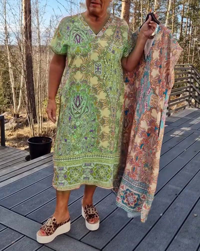 Ailina - Printed V-neck dress