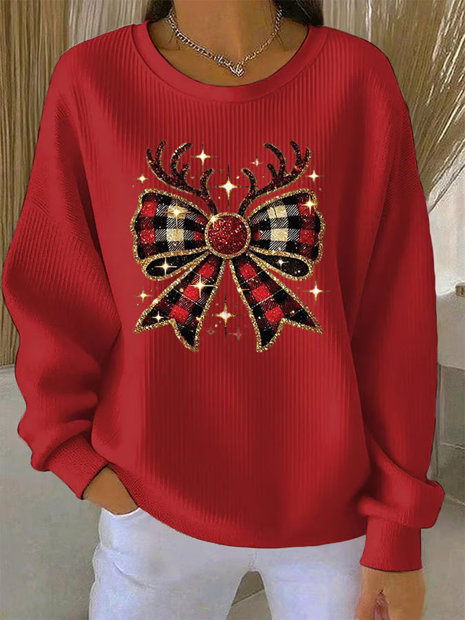 Elin - Christmas Sweater with Bow Pattern