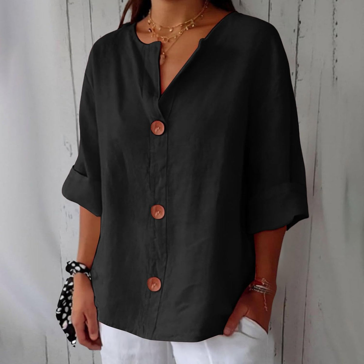 Liore™ – Minimalist Blouse with Vertical Structure