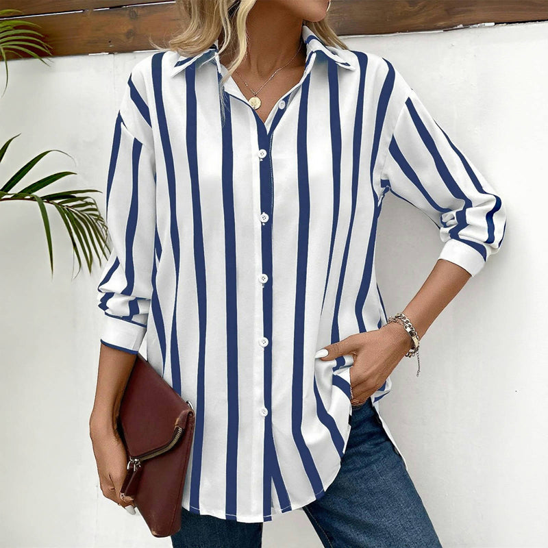 Lana – Blouse with Classic Stripes and Modern Elegance