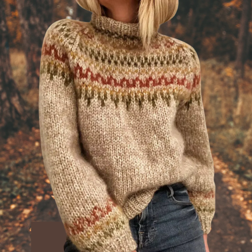 Maud – Knitted Sweater with Pattern at the Neck