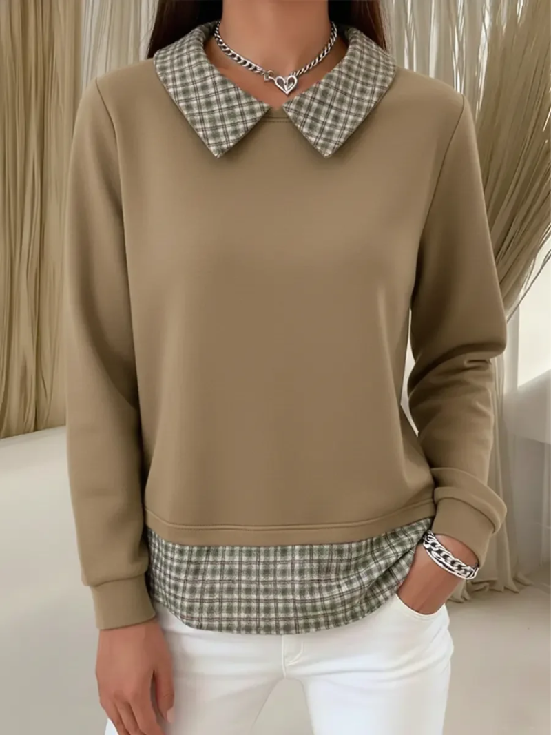 Maura – Sweater with Checked Collar Detail