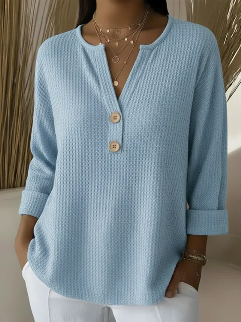 Sofie – Sweater with Collar Detail and Subtle Texture