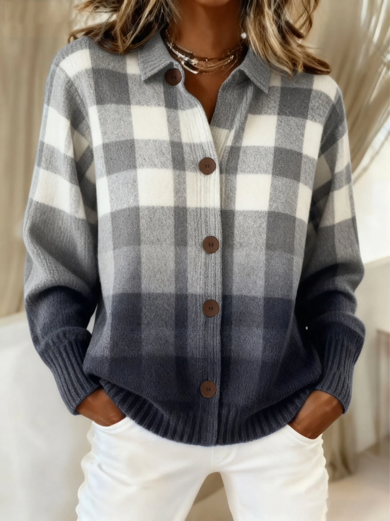 Mara – Checked Knitted Blouse