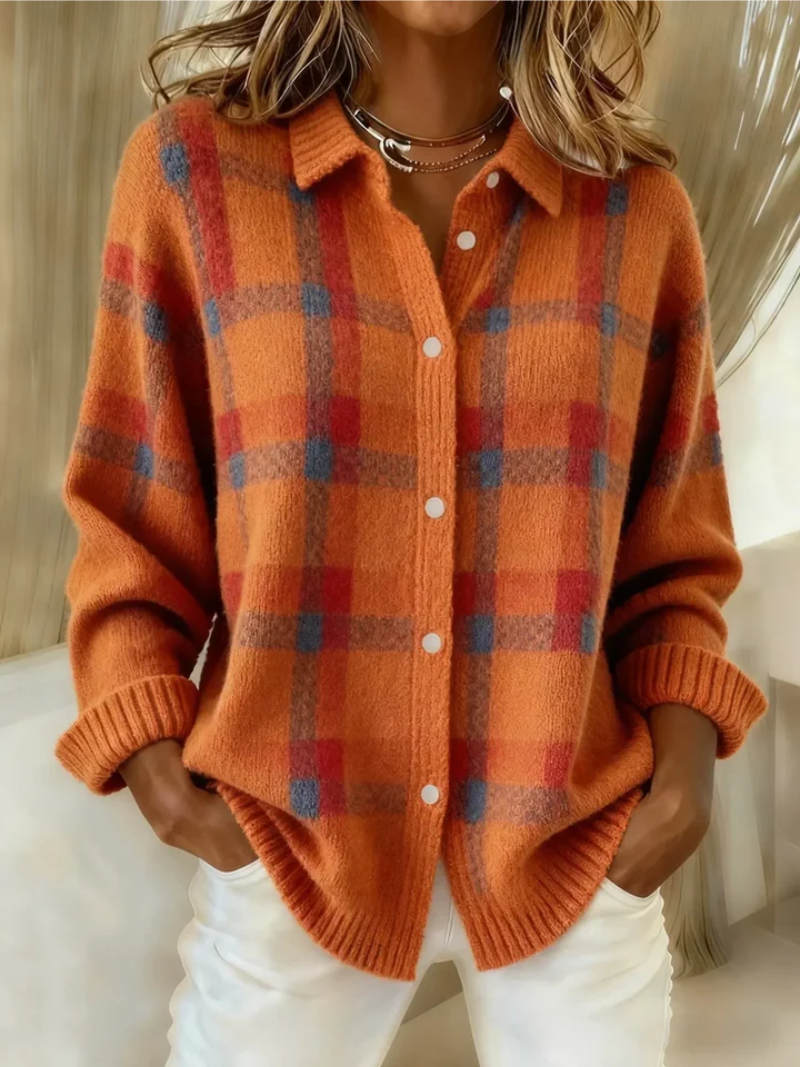 Tara – Knitted blouse with checked pattern