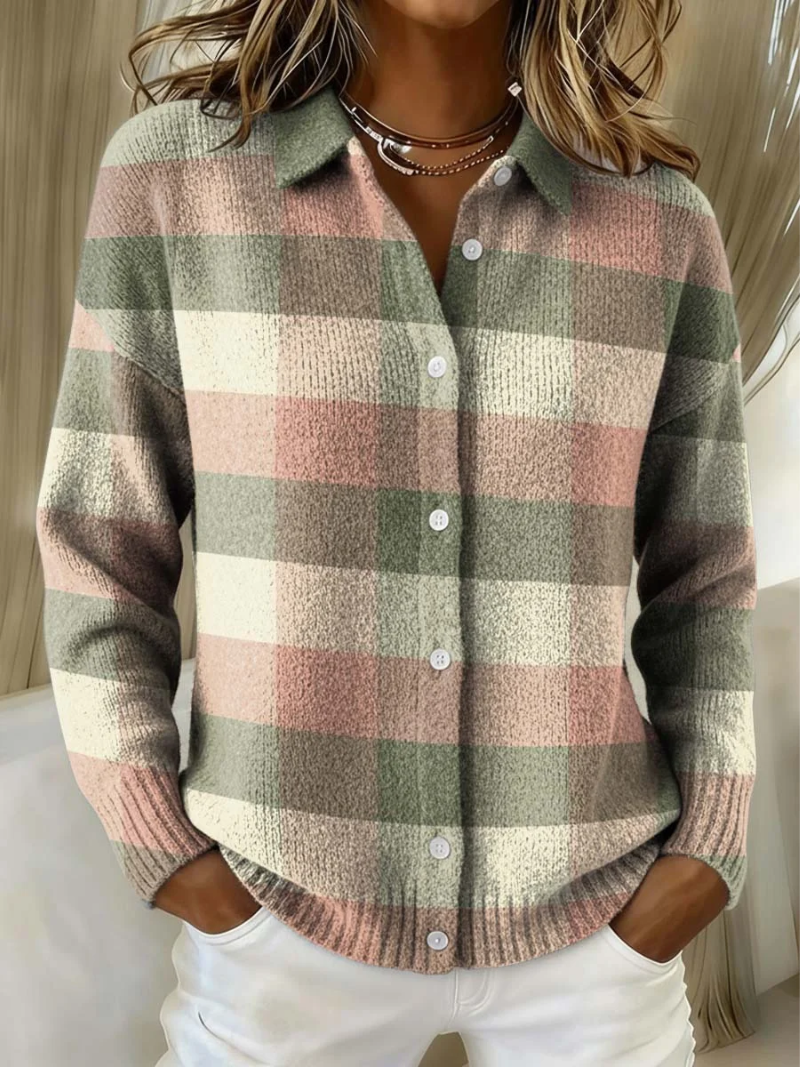 Noor - Checked Knit Blouse