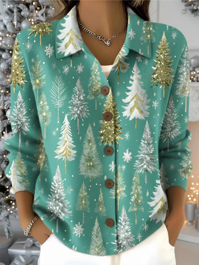 Mira – Knitted Christmas Blouse with Pine Decoration