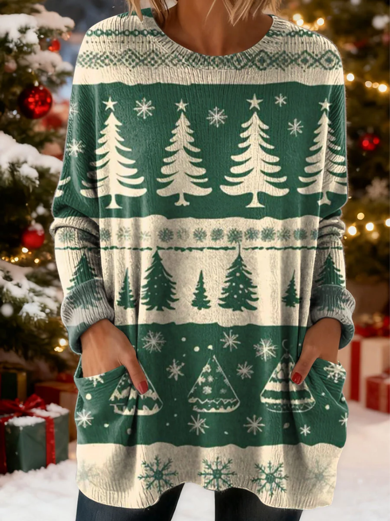 Mara – Christmas Sweater with Pine Tree Pattern