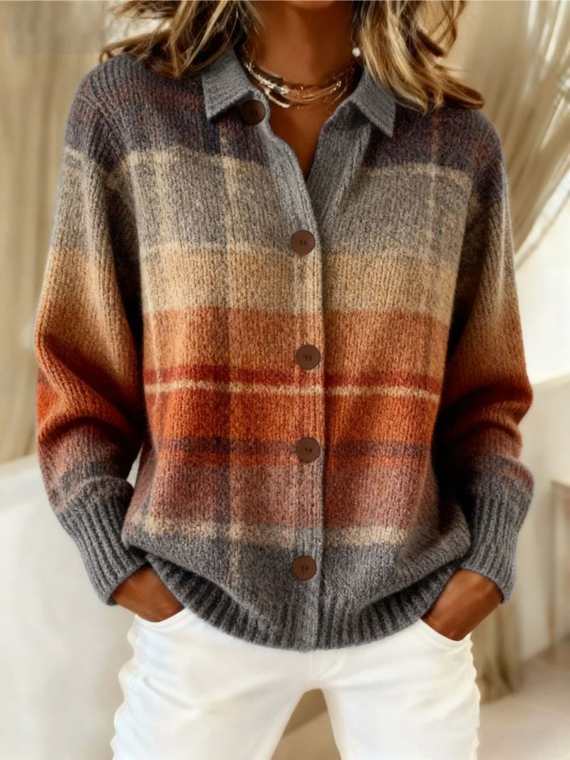 Fleur – Checked blouse in warm autumn shades