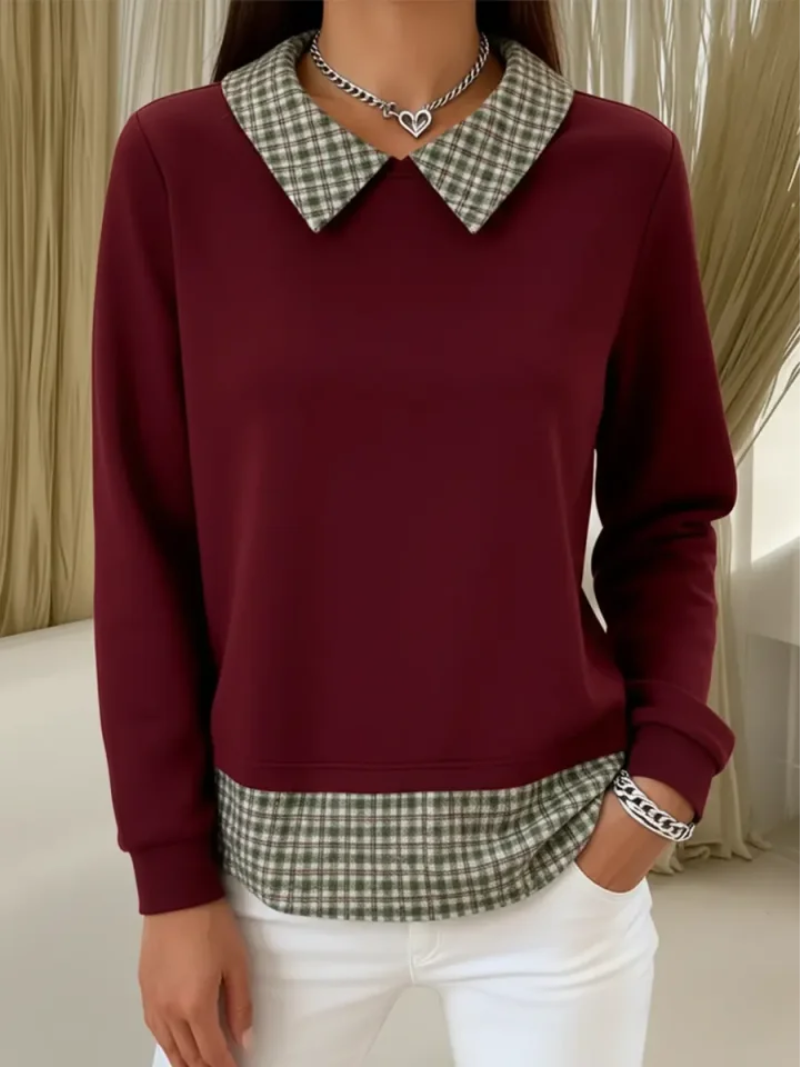 Maura – Sweater with Checked Collar Detail