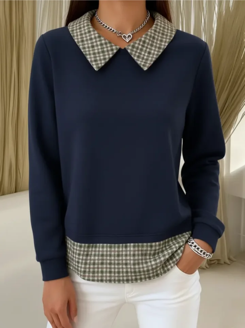 Maura – Sweater with Checked Collar Detail