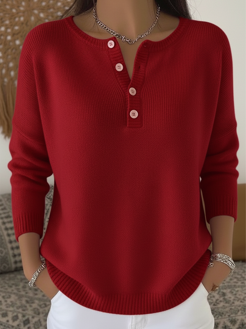 Nora – Soft Sweater with Button Detail