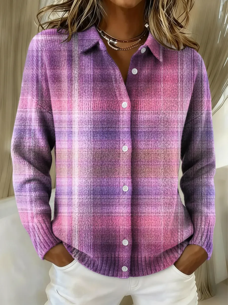 Luna – Knitted blouse with check pattern