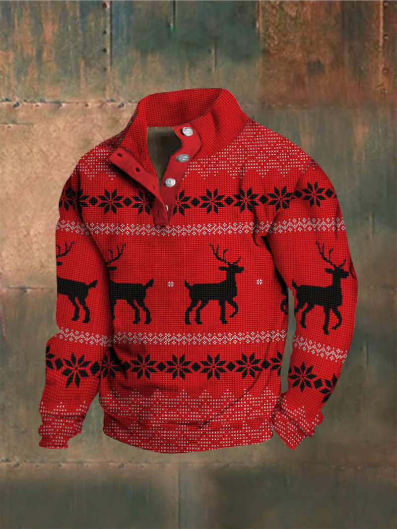 Andreas - Classic Christmas Sweater with Reindeer Pattern
