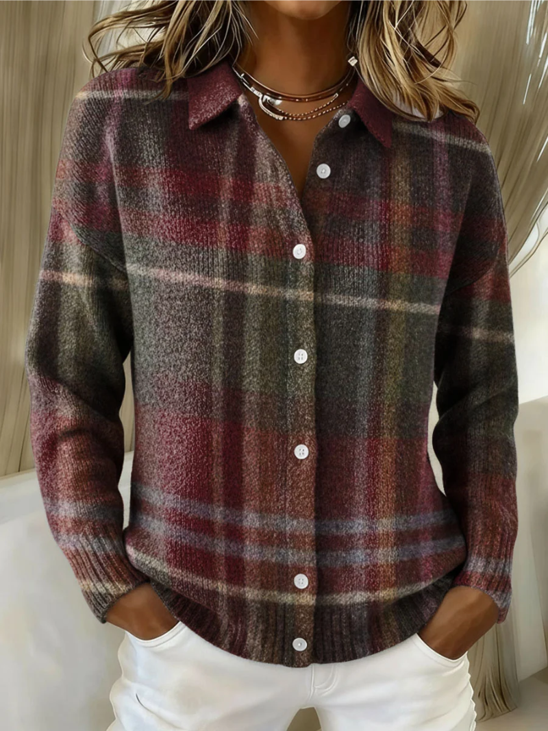Emily – Checked Knitted Blouse