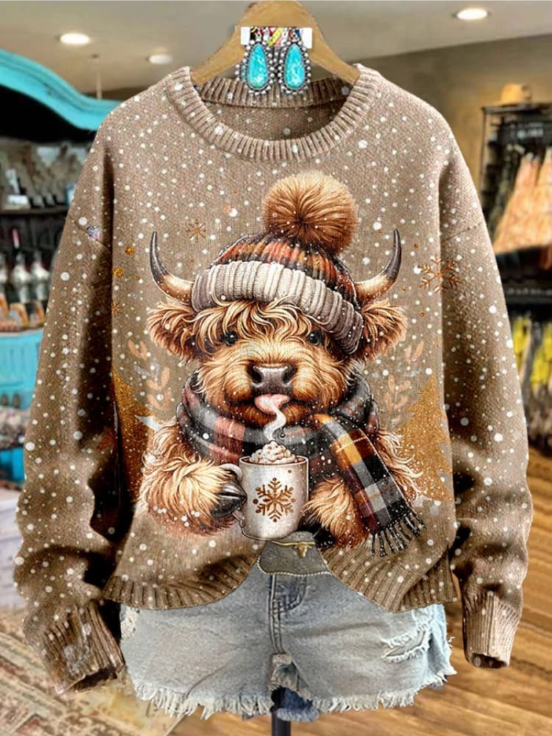 Mira – Christmas Sweater with Highlander Print