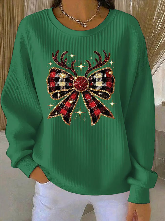 Elin - Christmas Sweater with Bow Pattern
